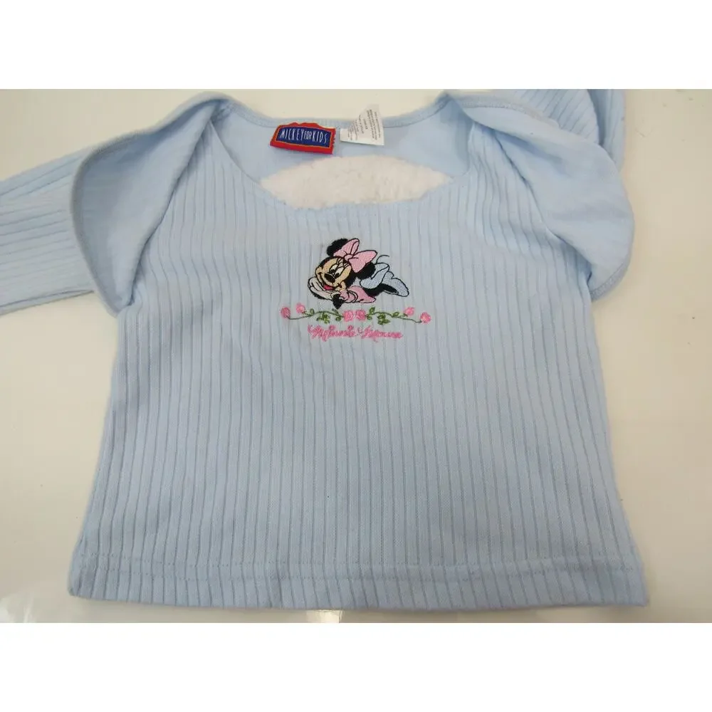 Mickey For Kids 24M Light Blue Ribbed Long Sleeve Top Minnie Mouse Faux Fur Top